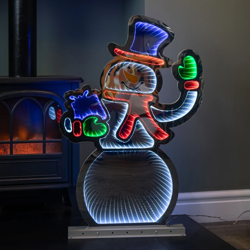 Image of Samuel Alexander 76cm LED Ice White Infinity Standing Snowman Christmas Decoration with Metal Base Multi