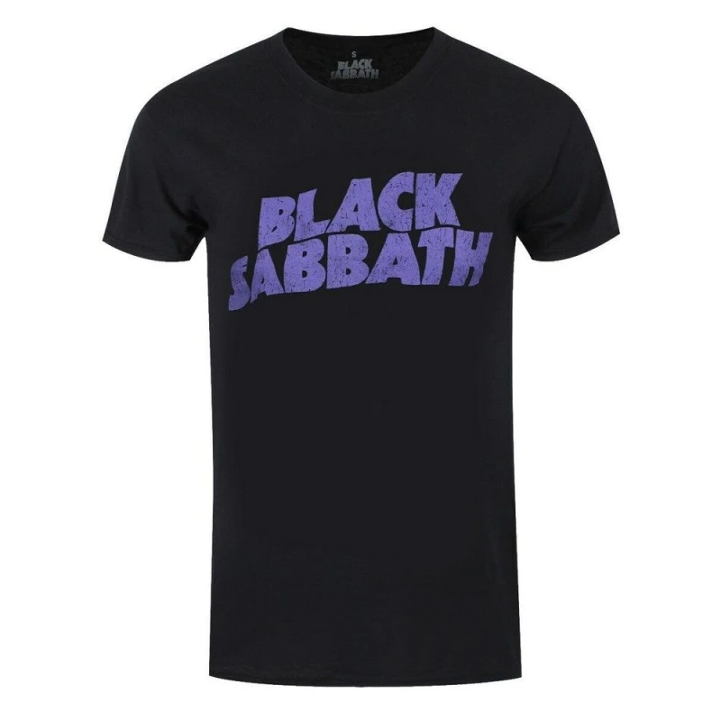 Image of Black Sabbath Black Sabbath Men Wavy Logo T-Shirt in Black Size: Small Black S Male 5063238418707