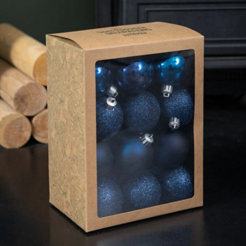 Image of Samuel Alexander Set Of 24 60mm Shatterproof Christmas Tree Baubles In Midnight Blue