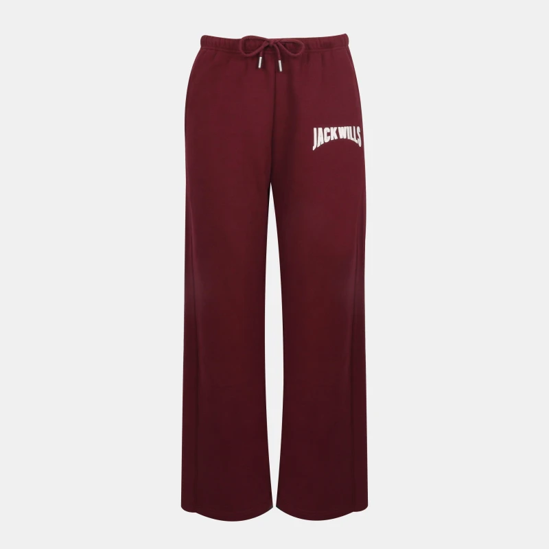Image of Jack Wills Womens JW Varsity Open Hem Fleece Joggers Burgundy female 8 (XS)