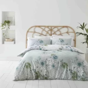 Image of Bianca Chinoiserie Floral Duvet Cover and Pillowcase Set Green