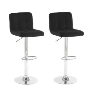 Image of Neo Black Fabric Bar Stools With Polished Chrome Legs Set Of Two