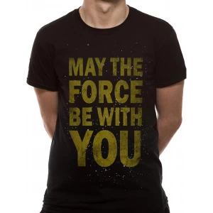 Image of Star Wars - Force Text Mens Medium T-Shirt - Black