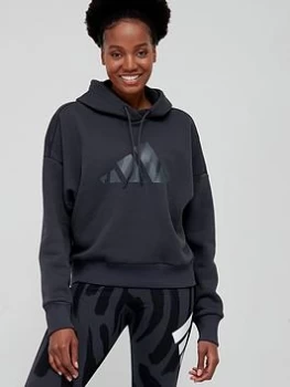 Image of adidas Future Icons Feel Fierce Hoodie - Dark Grey, Size 2Xs, Women