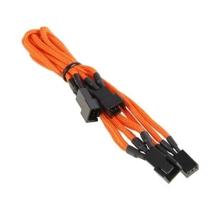 Image of BitFenix Alchemy 3-Pin to 3x 3-Pin Adapter 60cm - sleeved orange/black