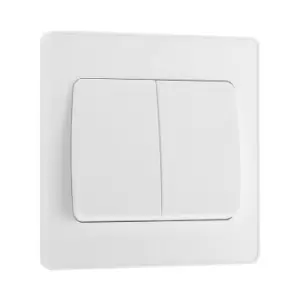 Image of BG Evolve Pearl White Double Light Switch 20A 16Ax 2 Way Wide Rocker - PCDCL42WW