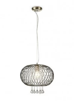 Image of Large Ceiling Pendant 1 Light Antique Brass, Clear Glass