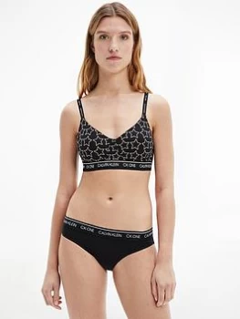 Image of Calvin Klein CK One Cotton Star Print Unlined Bralette - Black, Size L, Women