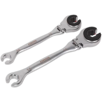 Image of Sealey 2 Piece Ratcheting Brake Pipe Spanner Set