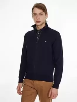 Image of Tommy Hilfiger 1985 Zip Through Knit - Desert Sky Navy , Desert Sky Navy, Size S, Men