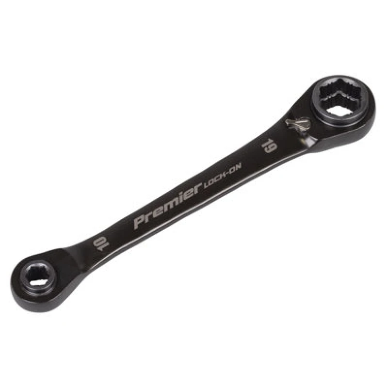 Image of Sealey Premier Black 4 in 1 Reversible Lock On Ratchet Ring Spanner 10mm - 19mm AK63923