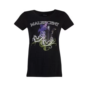 Image of Disney - Maleficent Gel Printed Womens Medium T-Shirt - Black