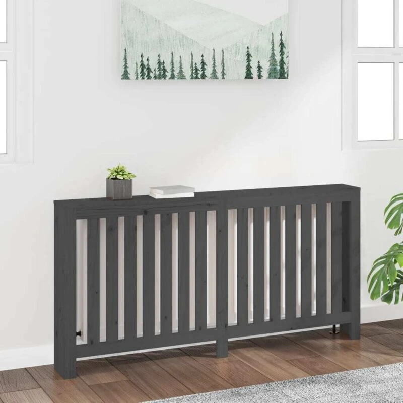 Image of Vidaxl Radiator Cover Grey 169X19X84cm Solid Wood Pine, Grey 822583