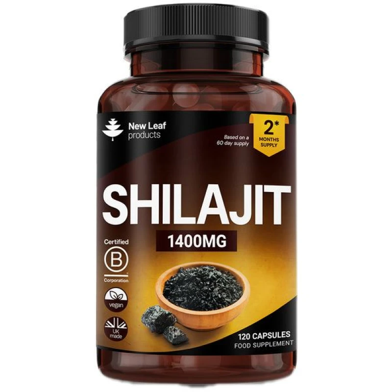 Image of New leaf health Shilajit Capsules 1400mg with 60% Fulvic Acid - 120 High Strength Shilajit Capsules Khaki unisex