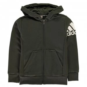 Image of adidas Logo Full Zip Hoodie Junior Boys - Legend Earth