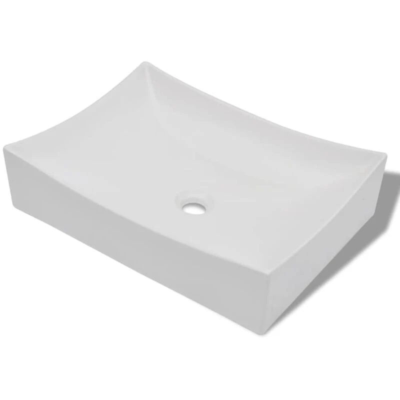 Image of vidaXL Bathroom Ceramic Porcelain Sink Art Basin White High Gloss Fixture