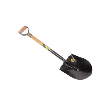 Image of 660mm Round Nose Shovel With Wooden Shaft & Metal Hilt - Lasher