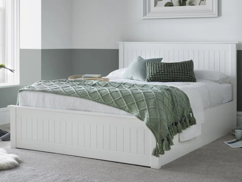 Image of Bedmaster Dawson White Wooden Ottoman Bed Kingsize, White DAWOW5FT