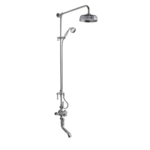 Image of Hudson Reed Triple Thermostatic Shower Valve With Rigid Riser - Chrome/White