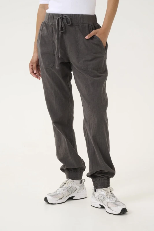 Image of Kaffe Womens Naya Cotton Sweat Joggers in Dark Grey Size: 12 Dark Grey Female 12