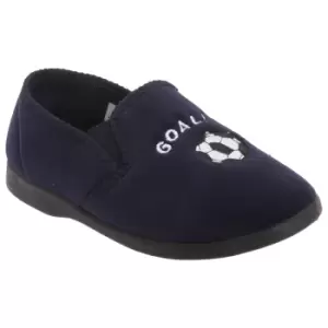 Image of Zedzzz Kids Boys Midfield Twin Gusset Football Slippers (1 UK) (Navy Blue)