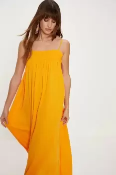 Image of Strappy Frill Crinkle Midi Dress