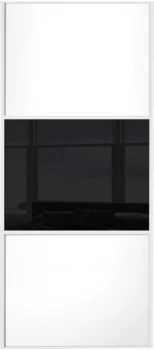 Image of Wickes Sliding Wardrobe Door Wideline White Panel and Black Glass - 2220 x 914mm