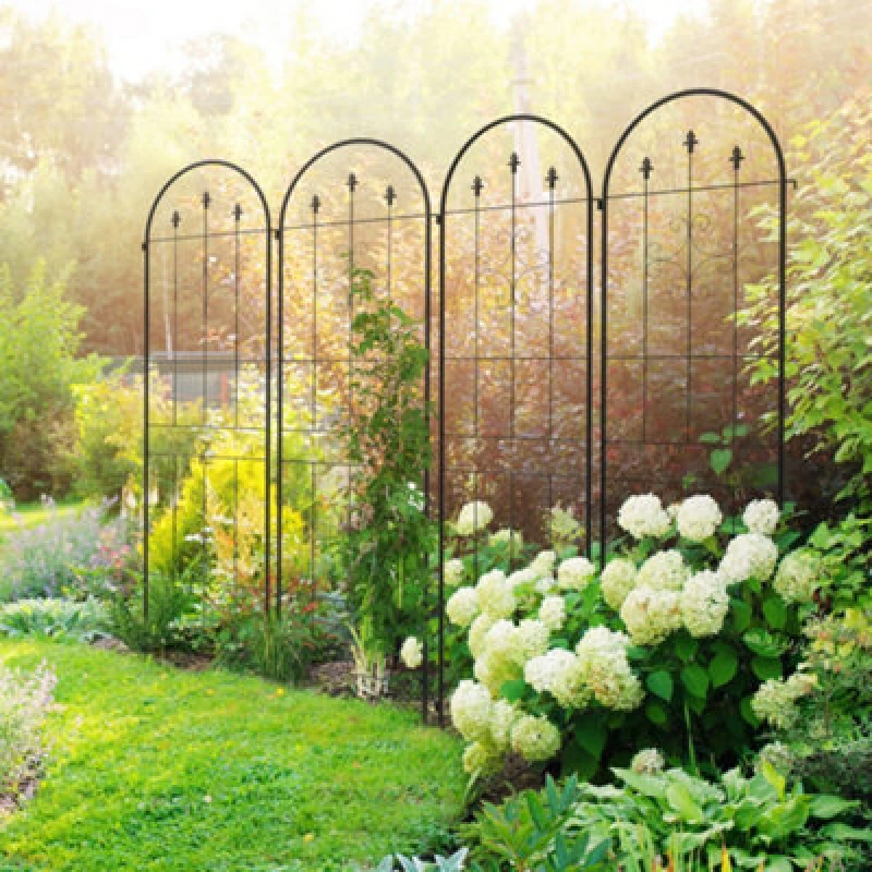 Image of OUTSUNNY Set of 4 Metal Trellis for Climbing Plants, Arrow Design in Black Unisex
