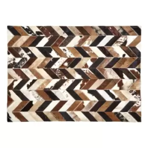 Image of Genuine Cowhide Leather Rug in Natural Patchwork