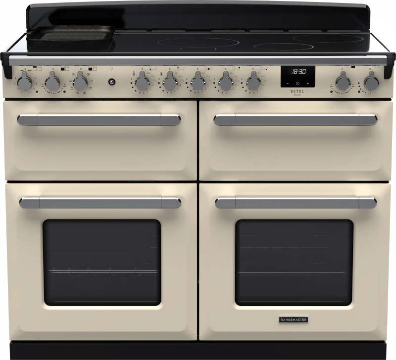 Image of Rangemaster Estel Deluxe ESDLB110EIPPCR/CM1 110cm Electric Range Cooker with Induction Hob - Cream / Chrome - A Rated