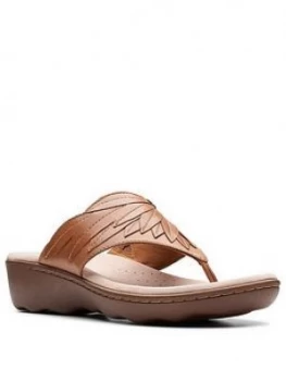 Image of Clarks Phebe Pearl Wedge Sandal - Tan Leather, Size 7, Women