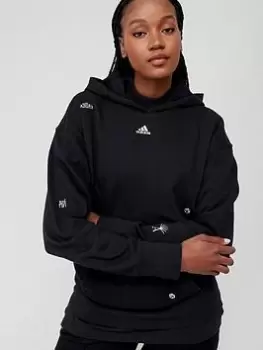 Image of adidas Sportswear Brand Love Hoodie, Black/White, Size L, Women