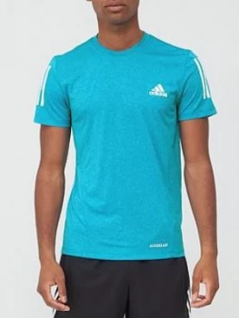 Image of Adidas Aeroready 3-Stripe T-Shirt - Cyan