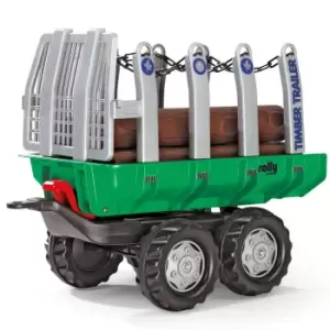 Image of Rolly Kid's Ride-On Timber Trailer with Logs - Green