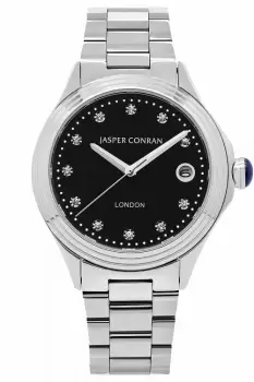 Image of Ladies Jasper Conran London 36mm Watch with a Black Dial and a Silver Metal bracelet J1B104015