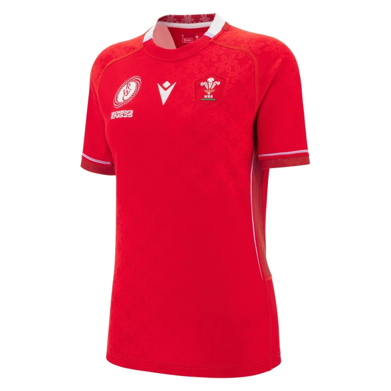 Image of Macron Wales Rugby World Cup Home Shirt 2025 Adults Red female 10 (S)