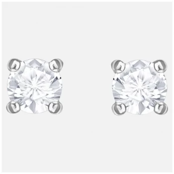 Image of Swarovski Attract Rhodium plated White Round Stud Jewellery