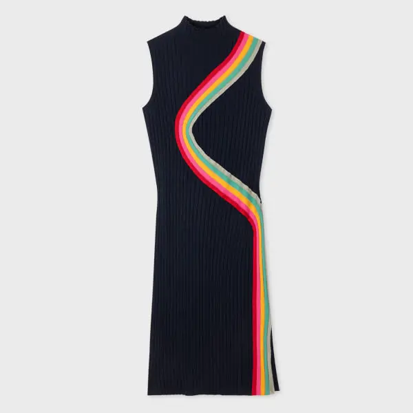 Image of Paul Smith Womens Navy 'Swirl' High Neck Dress