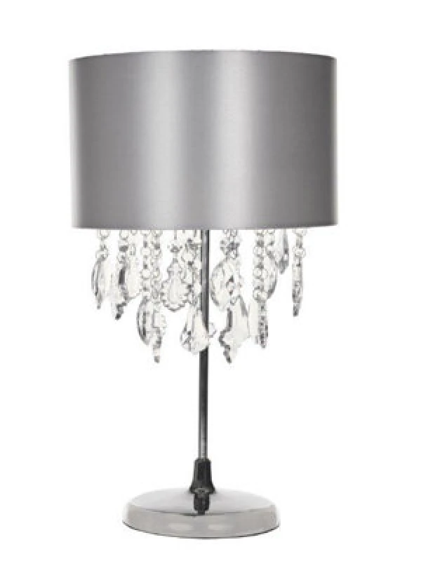 Image of K Living Sheldon Silver Table Lamp With Beaded Lamp Shade