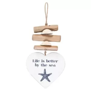 Image of Better by the Sea Driftwood and MDF Hanging Heart Sign