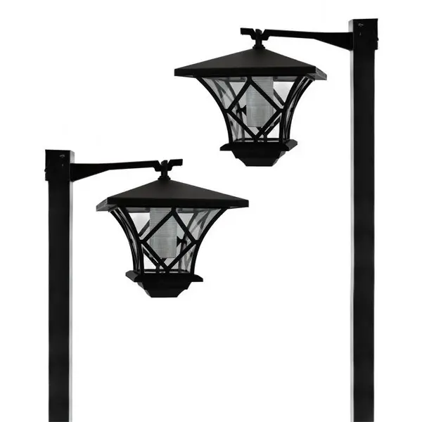 Image of Streetwize Solar Pair Of Post Lights - Black H151cm Max