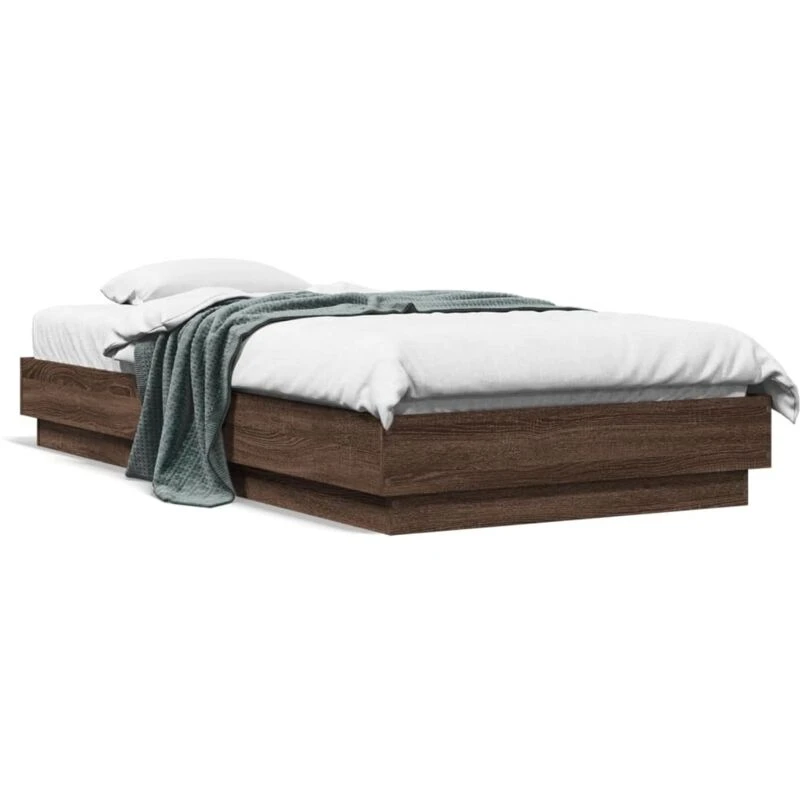 Image of VIDAXL Vidaxl - Bed Frame without Mattress with LED Lights Brown Oak 90x190cm Single 8721012285989