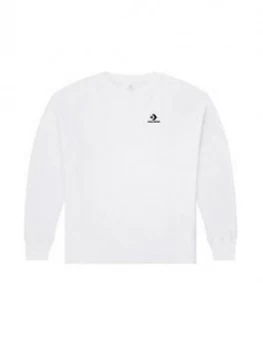 Image of Converse Left Chest Long Sleeve T-Shirt - White