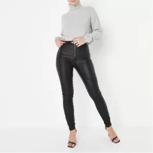 Image of Missguided Tallvice Coated Biker Jeans - Black