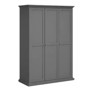 Image of Paris Wardrobe With 3 Doors In Matt Grey