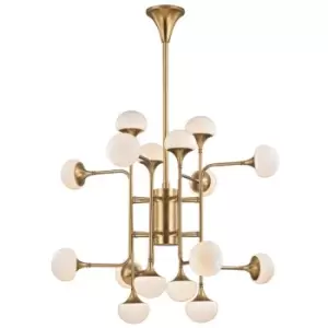Image of Fleming 16 Light Chandelier Brass, Glass, 3000K