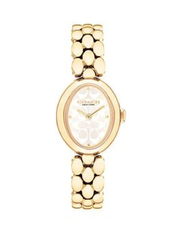 Image of Coach 14504417 Womens Sammy (22mm) Beige Logo Dial / Gold- Watch