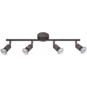 Image of Fayetteville 4 Light Ceiling Spotlight Bar Rust Metal GU10 4x50W - Merano
