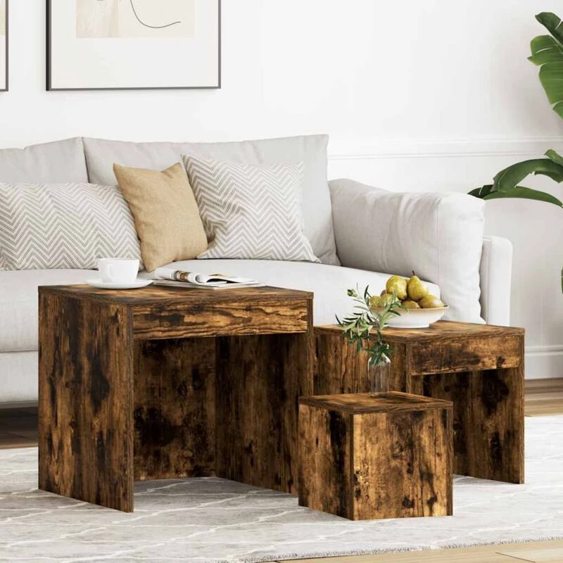 Image of VIDAXL Vidaxl - Nesting Tables 3 pcs Smoked Oak Engineered Wood 8720286932872