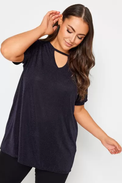 Image of Cut Out Neck Glitter Top
